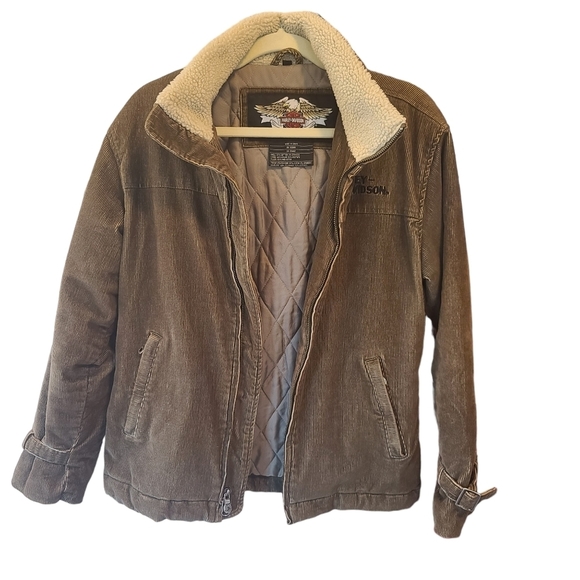 Harley-Davidson Jackets & Blazers - Harley-Davidson Vintage Hunter Green Corduroy Full Zip Jacket Coat Small Y2K